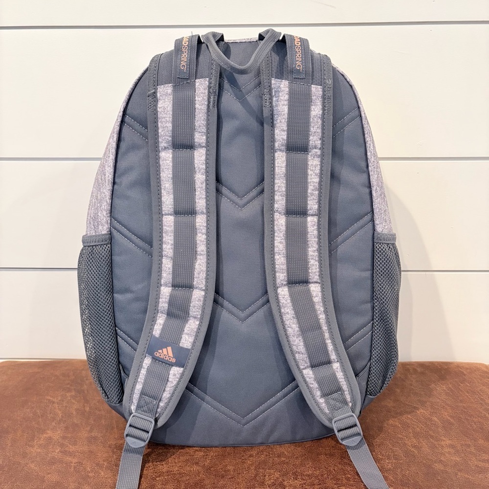 Adidas Gray Backpack Rose Gold Logo School Travel Laptop Bag - Picture 3 of 9